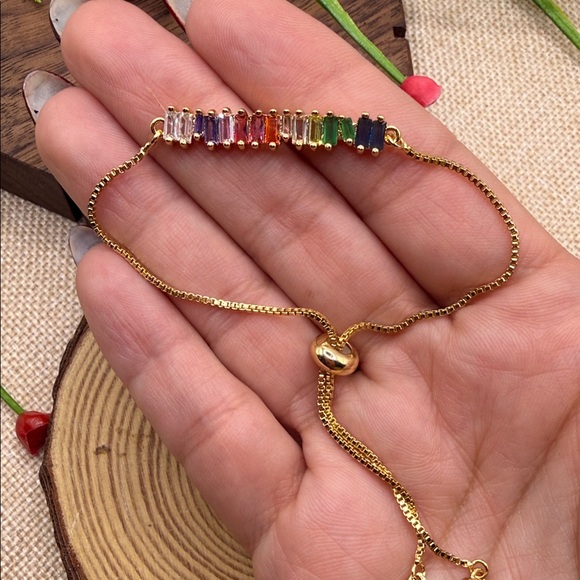 Multicolor Gemstone Gold Bracelet - Picture 2 of 3